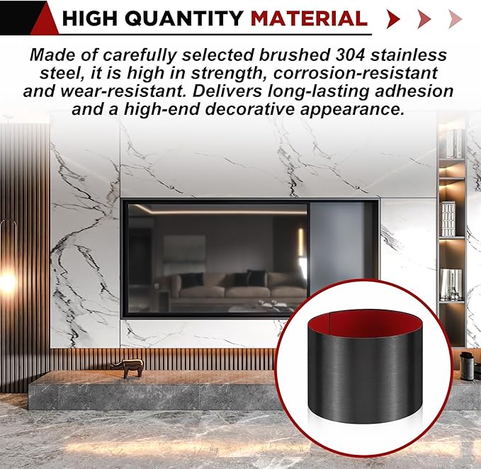 3 Pack 8 x 34 Inch Stainless Steel Kick Plate for Protection Decoration DIY Self Adhesive Metal Kick Plates for Interior or Exterior Wall Kitchen Cupboard Dishwasher(Black)