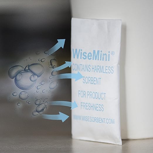 Wisesorb 0.5 Gram 2000 Pack Silica Gel Packs, Dessicant Packets, Moisture Absorbers for Food Storage, Food Grade Desiccant Dehumidifiers, WiseMini