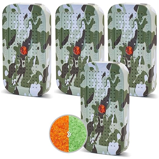 Wisesorb 40 Gram Gun Safe Dehumidifier Camouflage, Rechargeable Desiccant Canister Dehumidifier Bags, Reusable Silica Gel Packets Moisture Absorbers for Car, Bathroom, Basement [4PACK]