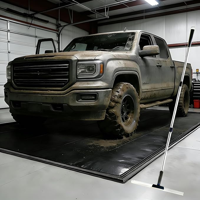 MIALUTY® Garage Floor Mat,(8'6" x 20'),Heavy Duty PVC Under Car Containment Mat with Raised Edge Waterproof Oil-Proof Non-Slip Against Snow Rain Mud All-Weather Easy to Clean