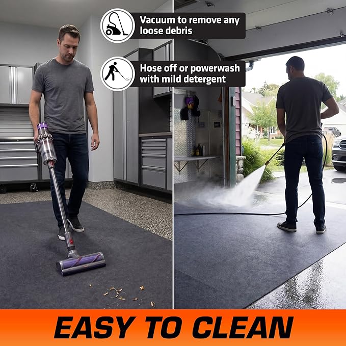 Armor All Jumbo XXL Garage Floor Mat (22' x 8'10"), Waterproof Garage Flooring, Absorbent, Premium Oil Spill Resistant Garage Pad, Durable, Protects Surfaces (Includes Double Sided Tape) (USA Made)