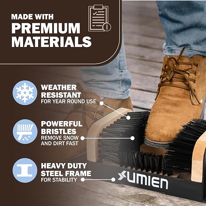 Umien™ Boot Scraper Outdoor Shoe Brush with Flaps - Cleaning Heavy-Duty Shoe Cleaner and Boot Scrubber for Mud, Dirt, and Snow - Durable Weather-Resistant Outdoor Shoe Cleaning Tool