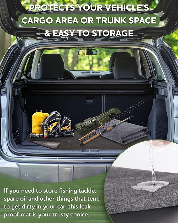 Large Garage Floor Mat 7.6'x20' for Under Car Protects Floor, Cuttable Garage Driveway Oil Drip Mat,Water Containment Rug, Non-Slip Oil Spill Mat for Kitchen/Car-Wash/Driveway/Doorway