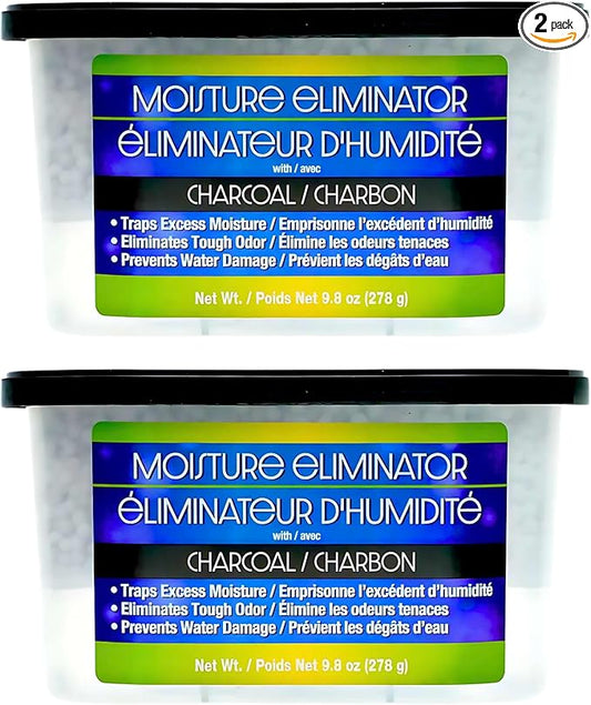2-Pack Charcoal Moisture Absorber, 9.8 oz Humidity Control Odor Neutralizer for Home Office Closet Bathroom Basement Enclosed Spaces