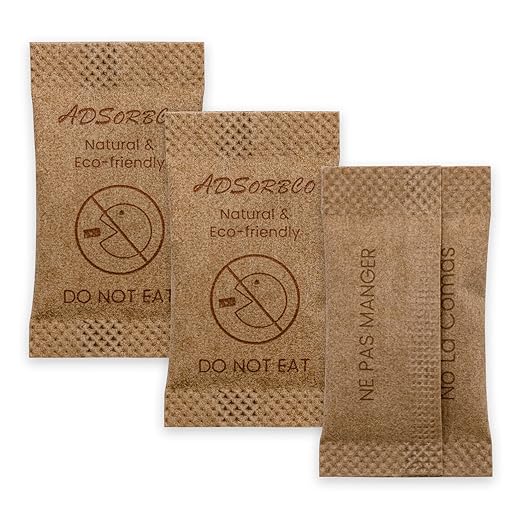 ADSorbco 1g x 100 Pack Bentonite Clay Desiccant Packs– Food Grade Moisture Absorbers for Pet Food, Tea, Dry Grains, Spices, Storage Bins – Silica Gel Packets Alternative, Desiccant Packs for Storage