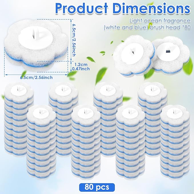 Disposable Toilet Wand Kit, Wall Mounted Long Handle Toilet Bowl Cleaner with 40 Refills Pads, Bathroom Cleaning System Set (Brush Heads)