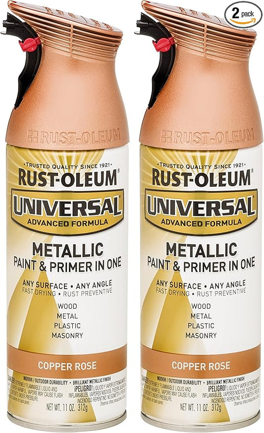Rust-Oleum 314559 Universal All Surface Metallic Spray Paint, 11 oz, Copper Rose (Pack of 2)