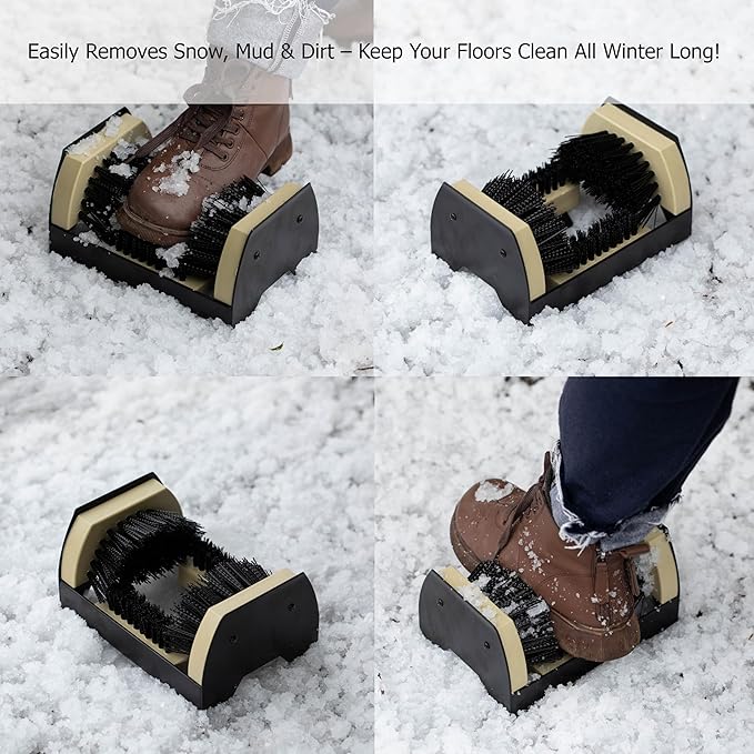 Heavy Duty Classic Outdoor Boot Scraper & Shoe Cleaner Brush with Stiff Bristles Metal Frame Portable or Floor Mounted for Entryways Barns Farms Garages Removes Mud Snow Sand Fits