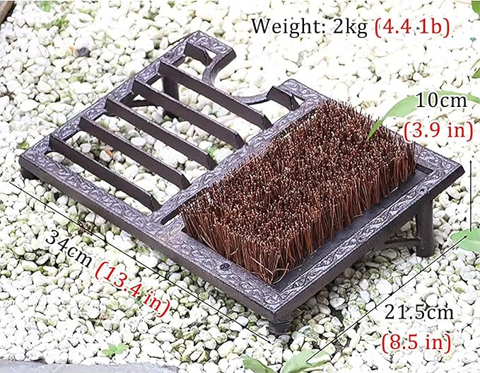 GTPBAO Farmhouse Shoe Brush Scraper, Heavy Duty Cast Iron Front Doormat with Brush, Outdoor Shoe Cleaning Mat for Home Porch Garden