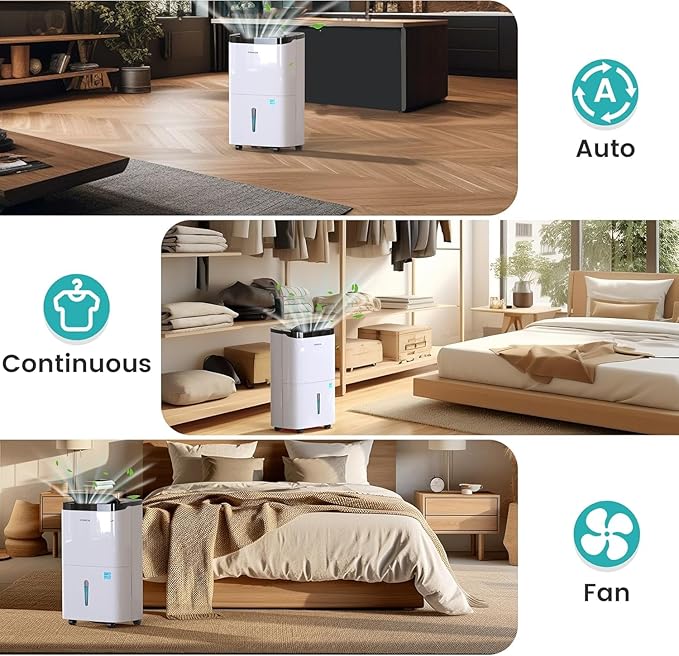 Kesnos 150 Pints 2025 Energy Star Dehumidifier for Home & Basement with Drain Hose, Ideal for Large Spaces up to 7,500 Sq. Ft., Featuring Auto Defrost & Self-Drying Function