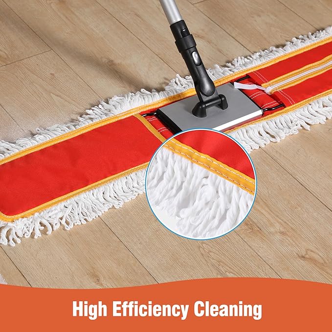 CLEANHOME Heavy-Duty 36" Commercial Dust Mop & Floor Sweeper - Extra Wide Wet/Dry Hardwood Floor Cleaner with 59" Long Handle, Washable Microfiber and Oxford Mop Pad