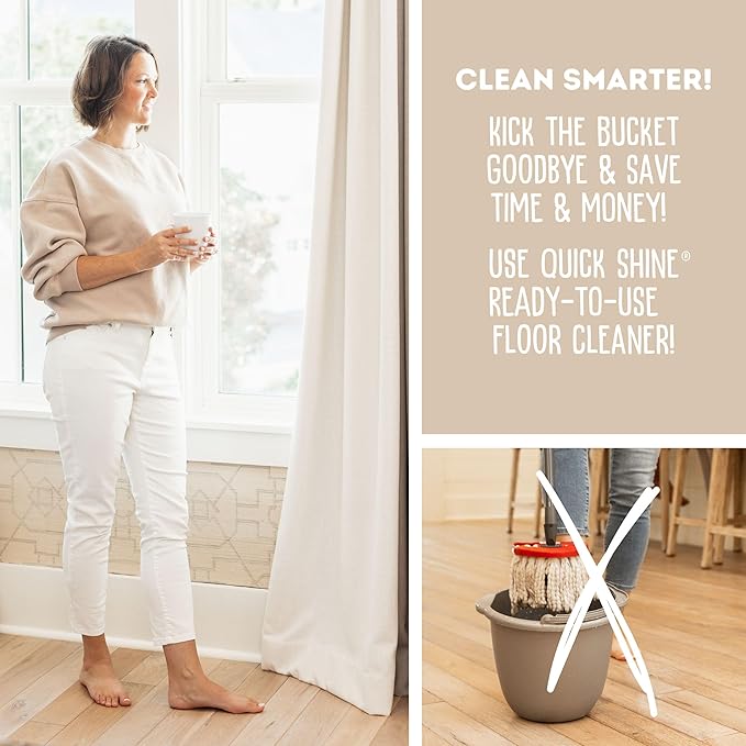 Quick Shine Multi Surface Floor Cleaner 64oz, 4Pk | Ready to Use-Streak Free- No Rinse | Use on Hardwood, Laminate, Luxury Vinyl Plank & Stone | Use in Spray Mops & Vac Mops | Safer Choice Cleaner