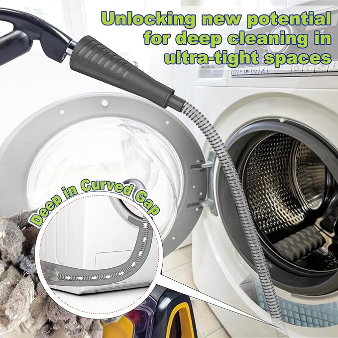 Sealegend Dryer Vent Cleaner Kit Dryer Lint Vac Attachment with Brush, Lint Remover, Dryer Vent Vacuum Hose Cleaning Tools, Black