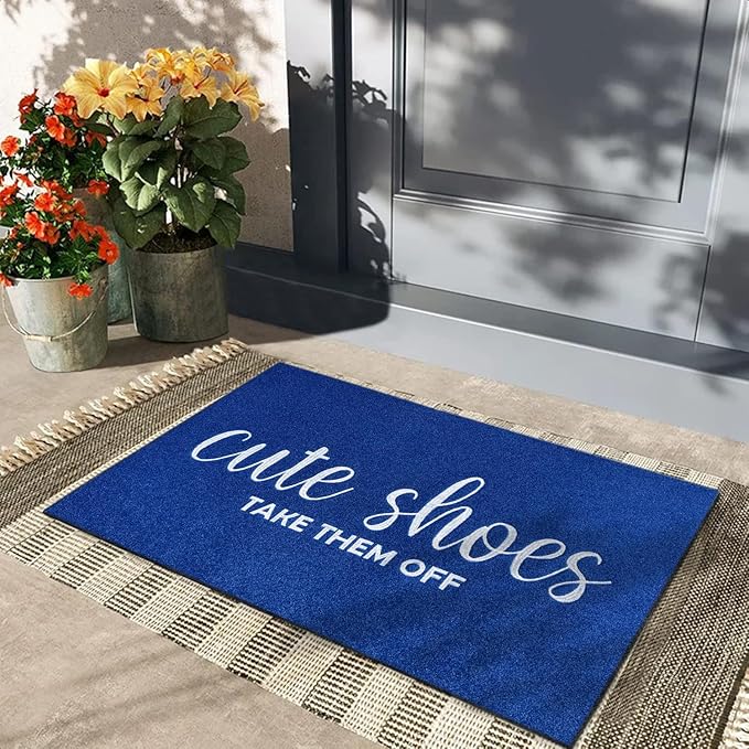 AOAOPQ Outdoor Rug Welcome Front Door Entrywa Mat, Washable Indoor Mats for Layered Door Mats Porch, Large 24"x36" Front Porch,Farmhouse Blue