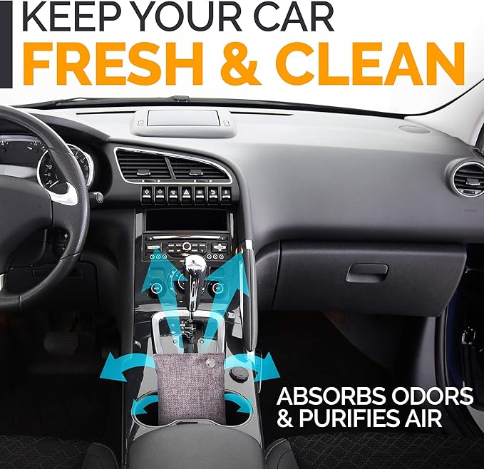 Activated Charcoal Odor Absorber for Strong Odors in Car, Closet, Shoe, Basement. 10 Activated Charcoal Bags Odor Absorbers for Home Bamboo Charcoals Air Purifying Bag Charcoals Deodorizer Eliminator