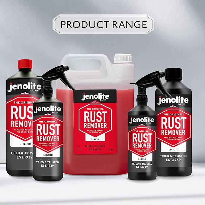 JENOLITE Original Rust Remover for Metal - Fast Acting Liquid with Trigger Spray - Industrial Strength, Removes Rust Back to Bare Metal - 500ml (16.9 fl oz)