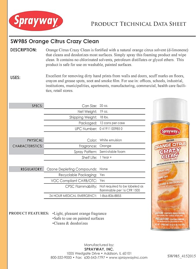 Sprayway SW985 Orange Citrus Crazy Clean, 19oz (985)