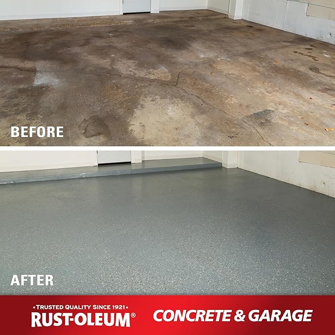 Rust-Oleum 380896-2PK Concrete & Garage Clear Finish Topcoat, Gallon, Textured Satin Clear, 2 Pack