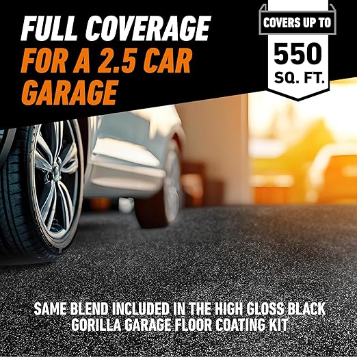 Gorilla Garage Floor Coating Decorative Flakes – Metallic Black Blend – Matches High-Gloss Black Kit – Hides Dirt & Imperfections – Use with Epoxy or Concrete Coatings – Covers up to 550 sq. ft.