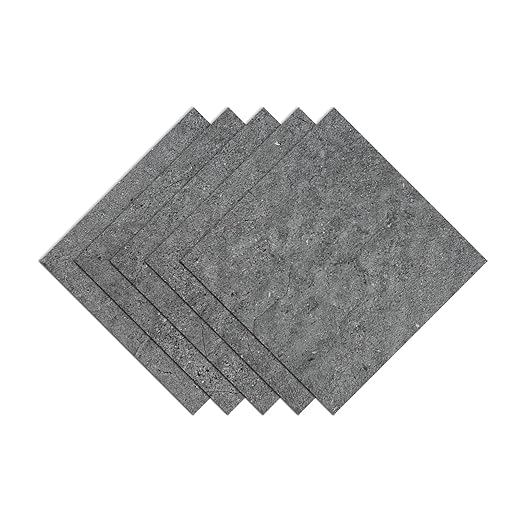 Wallercity Matte Cement Gray Marble Peel and Stick Floor Tile Modern Grey Vinyl Flooring Stickers for Bathroom Kitchen 5PCS Waterproof Self Adhesive Flooring Tiles for Balcony Living Room 12x12 in