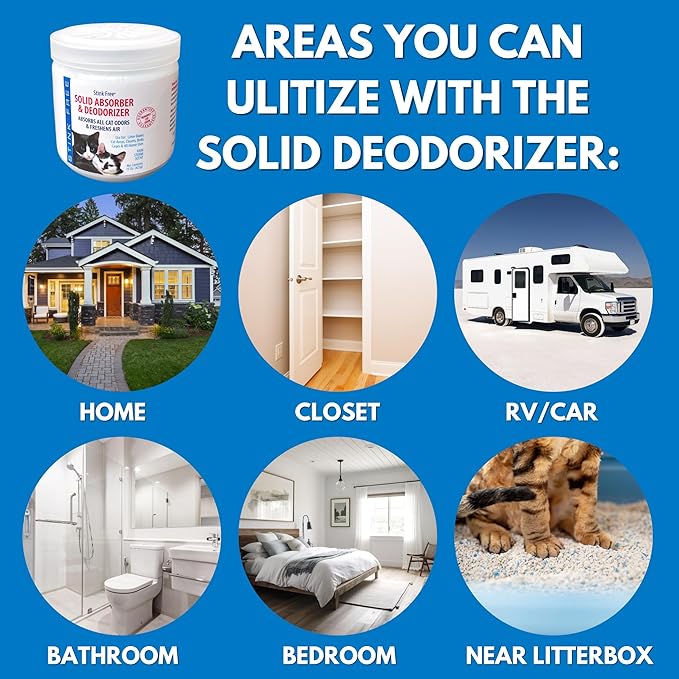 Cat Litter Solid Deodorizer, Absorber & Room Purifier - Air Freshener, Bathroom Odor Eliminator, Basement, Control Bedroom Odor, House, Office etc. 15 oz. Rainstorm Fragrance (2 pack)