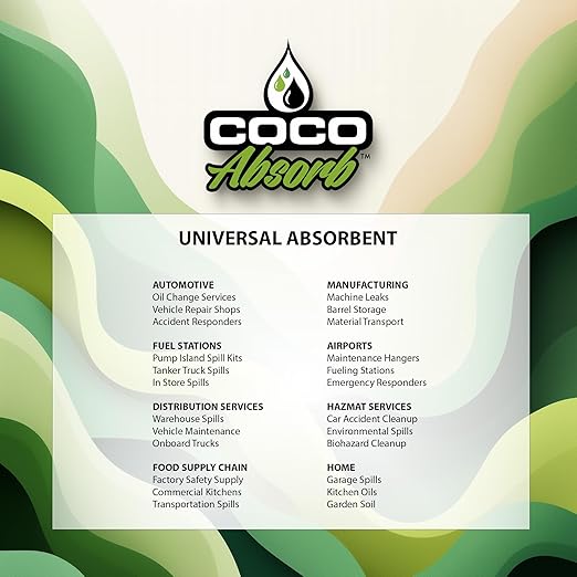 CocoAbsorb 35L Universal Spill Absorbent – for Oil, Paint, Fuel & Chemical Cleanup – Silica-Free, Lightweight & Easy to Use. CCA-35LT-BAG