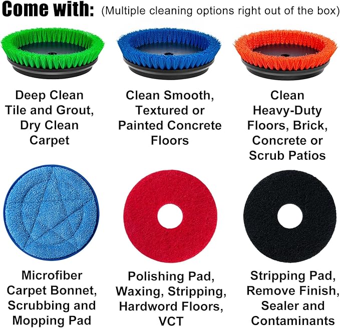 HHQ Commercial Floor Scrubber Machine, Heavy Duty Orbital Floor Cleaner, Multi-Functional Floor Buffer Polisher Machine- Deep Cleaning Tile and Grout, Hardwood Floors and Carpets with Ease, Orb-5