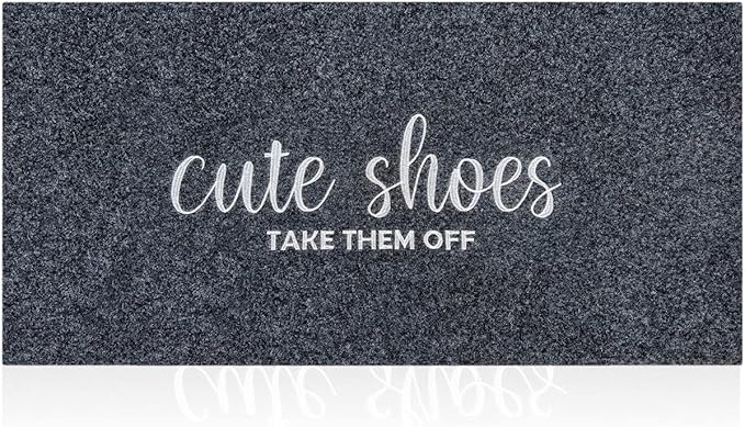 Welcome Mats for Front Door Mats Cute Shoes Take Them Off for Home Entrance with Rubber Backing Mats Heavy Duty Entryway Doormat for Floor Laundry Rooms Mudrooms Garage 47 x 18 Grey