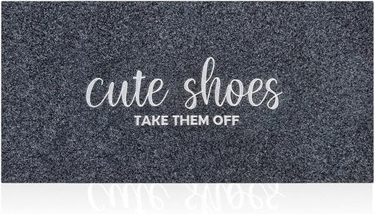 Welcome Mats for Front Door Mats Cute Shoes Take Them Off for Home Entrance with Rubber Backing Mats Heavy Duty Entryway Doormat for Floor Laundry Rooms Mudrooms Garage 47 x 18 Grey