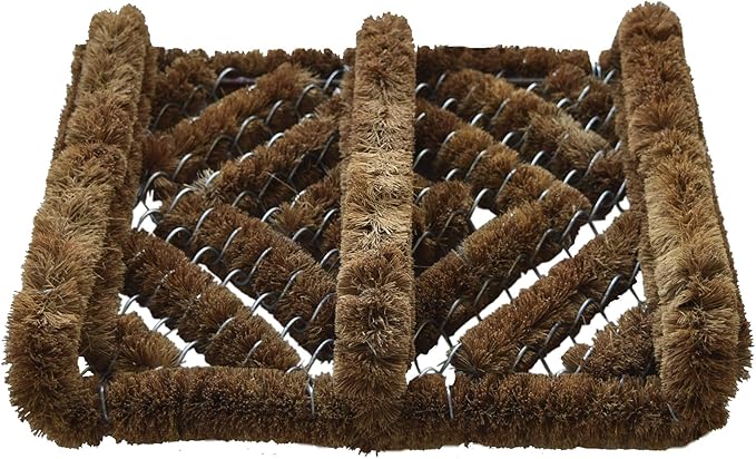 iCustomRug 100% Natural Coco Fibre Durable Weather Resistant Indoor/Outdoor Shoe Scraper Brush, Entrance, Porch, Mud Room, 12" x 14" Natural Color