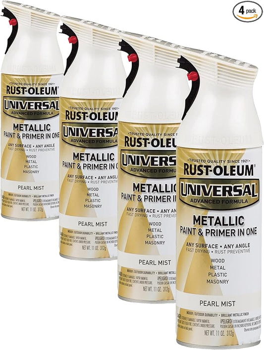 Rust-Oleum 261411 Universal All Surface Metallic Mist Spray Paint, 11 oz, Pearl Mist (Pack of 4)