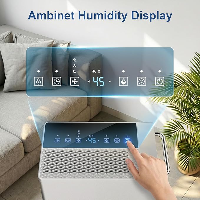 Max 100 Pint Portable Dehumidifier 5500 Sq.Ft, Dehumidifier with Drain Hose for Basement&Home, 204 OZ Water Tank, Auto Defrost, Smart Humidity Control, Energy Efficient&Quiet for Large Room Bathroom