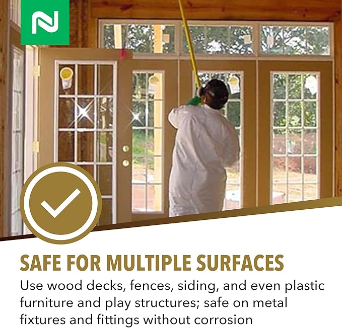 Nisus MOLD-CLEAN Wood Cleaner and Surface Conditioner, Ready-to-Use, Removes Stains on Wood, Concrete, Decks, Siding, Plastic Furniture, 1 Gallon