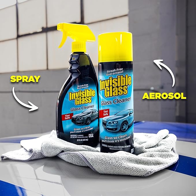 Invisible Glass 91164-2PK Premium Aerosol Glass Cleaner Spray for Car Windshields and Windows, Automotive and Home Window Cleaner, Streak-Free, Ammonia-Free, Tint-Safe – 19 oz (Pack of 2)