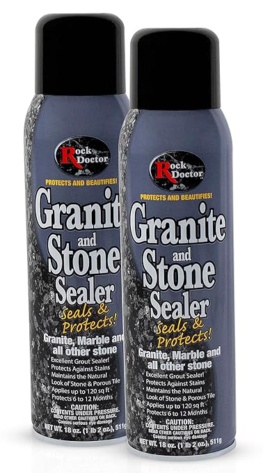 Rock Doctor Granite Sealer for Marble, Stone, and Tile Countertops, Vibrant Shine with Stain Resistant Moisture Protection, Interior and Exterior Use, Pack of 2