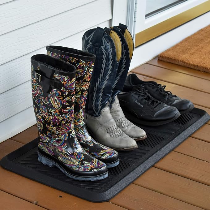 SafetyCare Rubber Shoe & Boot Tray - Multi-Purpose - 32 x 16 Inches - 2 Mats