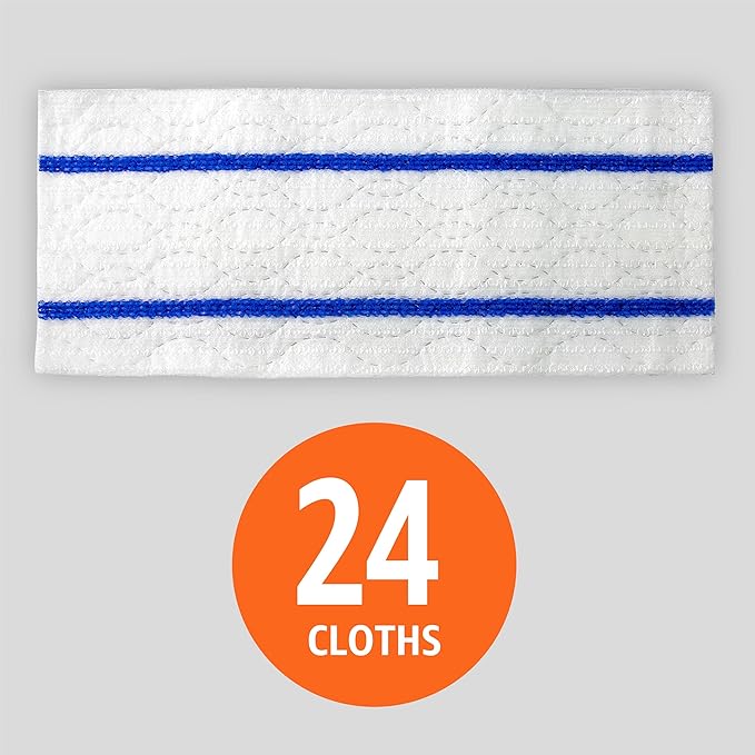 Amazon Basics Wet Mopping Cloth Refills, 24 Count (2 Packs of 12), Fits Swiffer Sweeper Mop Heads