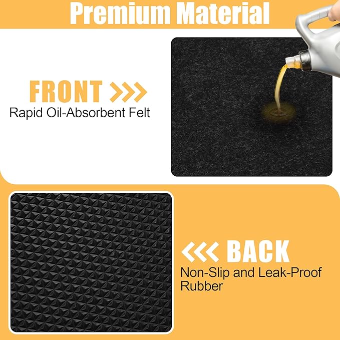 Papillon Oil Spill Mat & Garage Floor Mat | 36" x 60" Oil Change Mat for Under Car - Highly Leak-Proof, Non-Slip, Durable, Washable, Waterproof