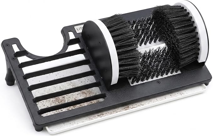 Heavy Duty Boot Scraper Brush with Removable Tray - Adjustable Extra Wide Shoe Scrubber for Indoor & Outdoor - Mud, Dirt & Snow Cleaner for Garage, Garden & Farm