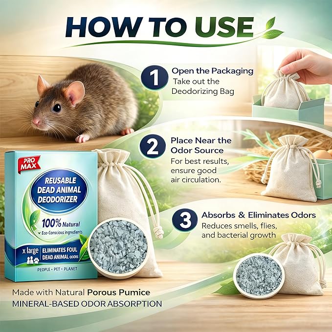 Animal Odor Eliminator for Strong Odor Remover, Dead Animal Smell Eliminator- Safe Indoor & Outdoor Use, Natural Odor Remover, Fresh & Effective