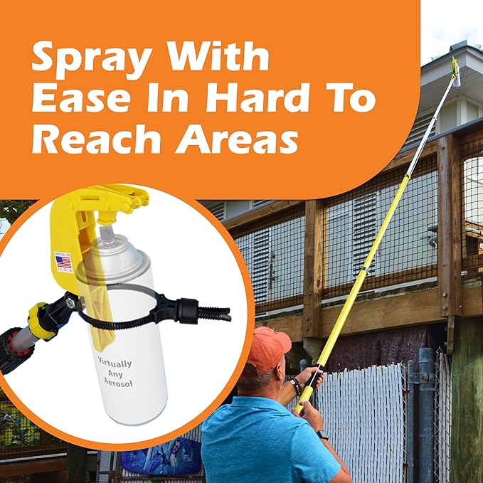 Pro Extension Pole Adaptor. Spray Aerosol Cans, Our Powder Duster, and Our Spray Bottle from an Extension Pole (All Sold Separately)