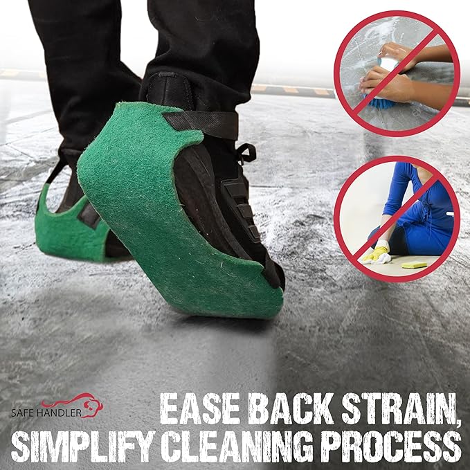 SAFE HANDLER Washable Shoe Scrubber for Floor Cleaning, Slip-Resistant, Easily Adjustable & Ergonomic, Reinforced Edges | Fits Adult Shoes (60 Pairs)