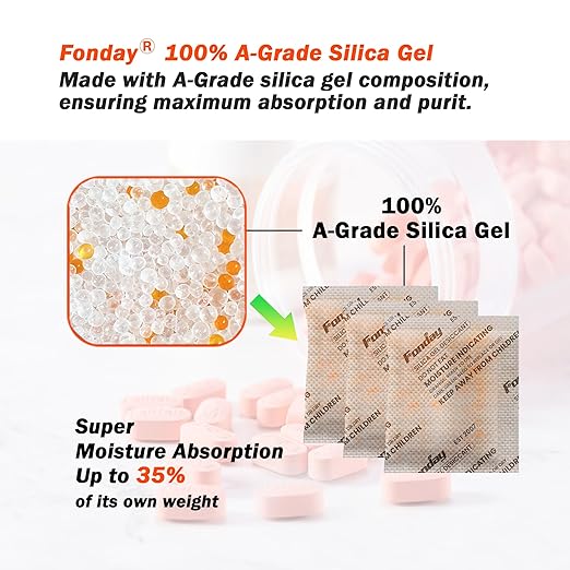 5g x 120 packs Fonday Rechargeable Silica Gel Desiccant Packets Fast Reactivate Desiccant Bags Moisture Indicating Orange to Green