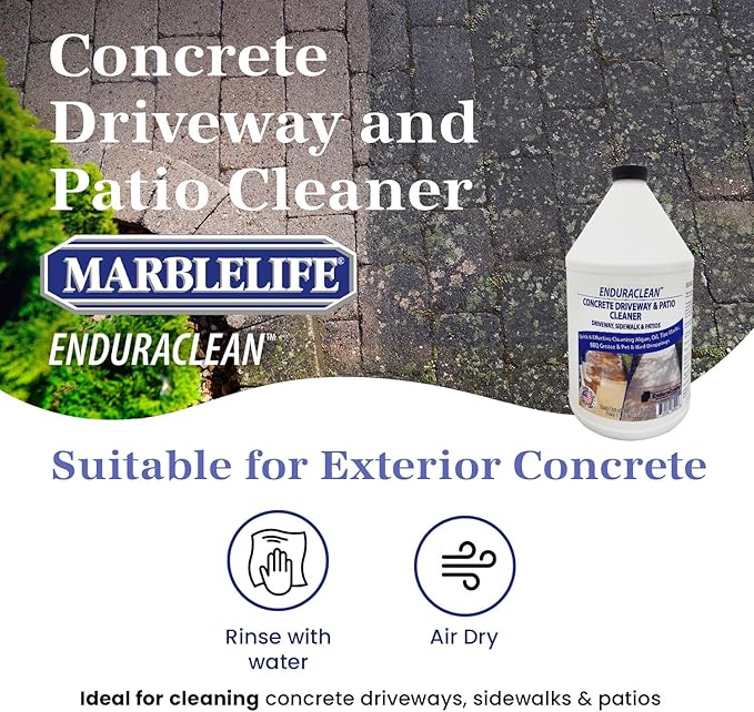 Marblelife EnduraCLEAN Concrete Cleaner for Driveways, Sidewalks & Patios, Powerful Concrete Sidewalk Cleaner, Effective Driveway Oil Stain Remover, Safe for Plants Patio Cleaner, Ready-To-Use, 128 oz