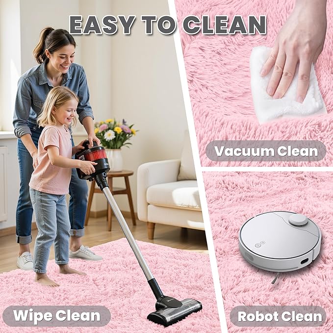 5x7 Area Rugs for Living Room Rug: Soft Fluffy Shag Pink Rugs for Bedroom, Non-Slip Large Fuzzy Plush Rug Indoor Floor Carpet for Nursery Kids Boys Girls Room, Dorms, Playroom, Modern Home Decor