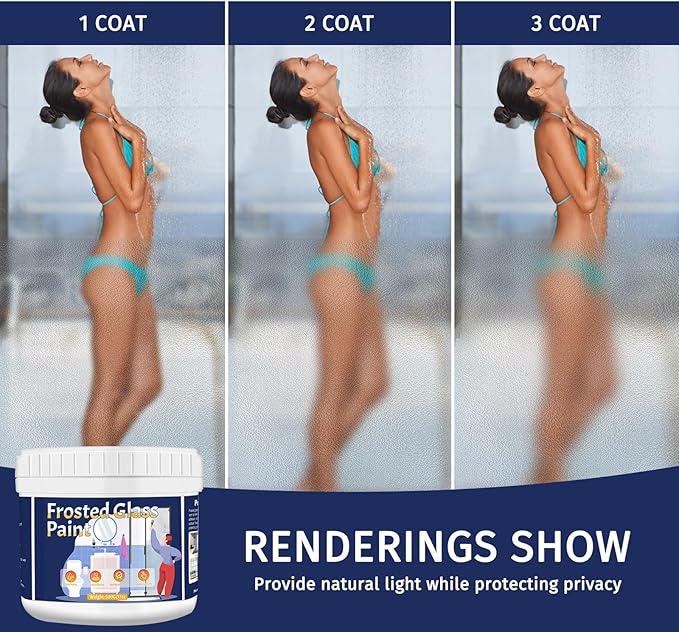 Frosted Glass Paint Kit for Window Privacy, 35Oz Waterproof & UV Resistant Window Paint for Bathroom, Kitchen, Room, Sliding Door, Water-Based Frosted Glass Spray