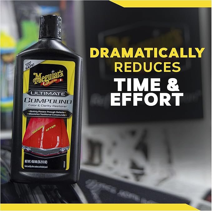Meguiar’s Ultimate Compound, Pro-Grade Car Scratch Remover for Paint Correction, Removes Swirls and Defects While Restoring Gloss and Shine, Christmas Gifts for Car Guys, 15.2 Oz