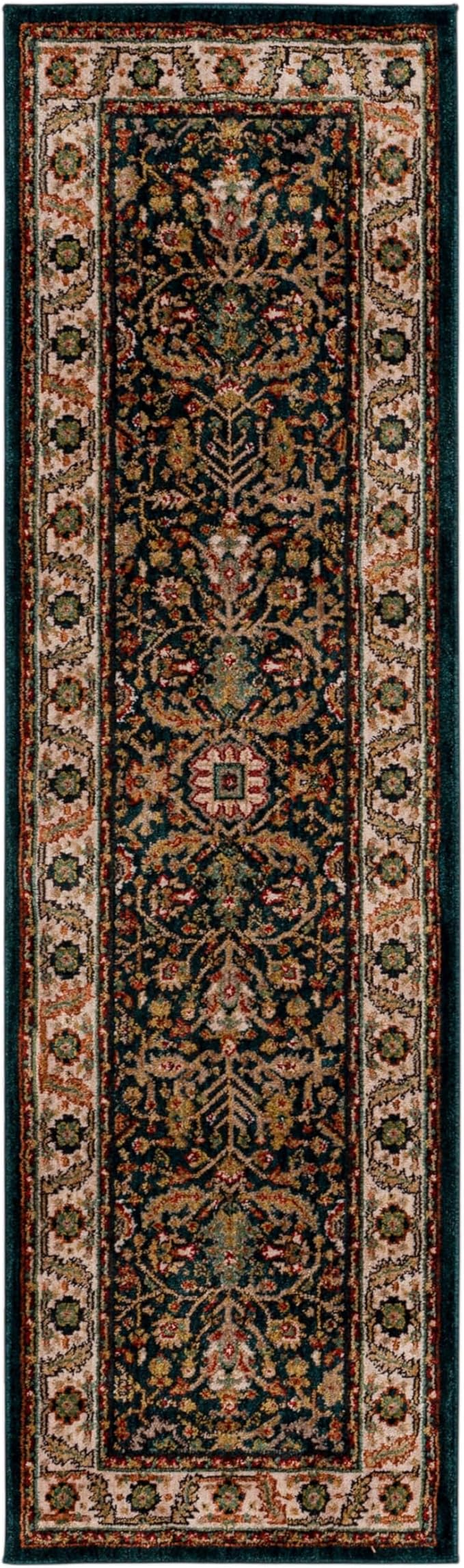 Mohawk Home Celine Traditional Ornamental Royal Blue 2' X 7' Area Rug Perfect for Living Room, Dining Room, Office, Kitchen, Entryway, Hallway