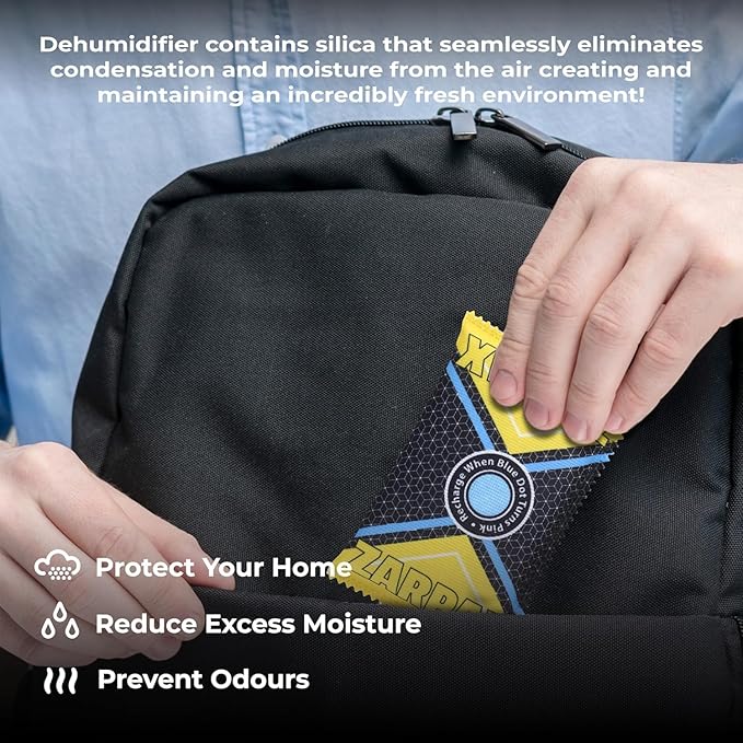 Zarpax 125g Rechargeable Desiccant Packs Dehumidifier Bag - 2 Pack - Moisture Absorbers For Safes, Car, Bathroom, Storage, Garage - Moisture Remover Eliminates Humidity - Reusable Desiccant Bags