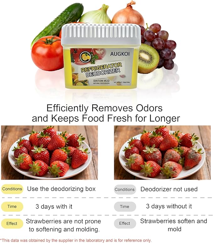 Diatomaceous Earth Gel Refrigerator Deodorizer Set, More Effective than Activated Charcoal and Baking Soda, Nature-Based Fridge Deodorizer, Eliminates Odors, Extends Food Freshness, 2 Packs